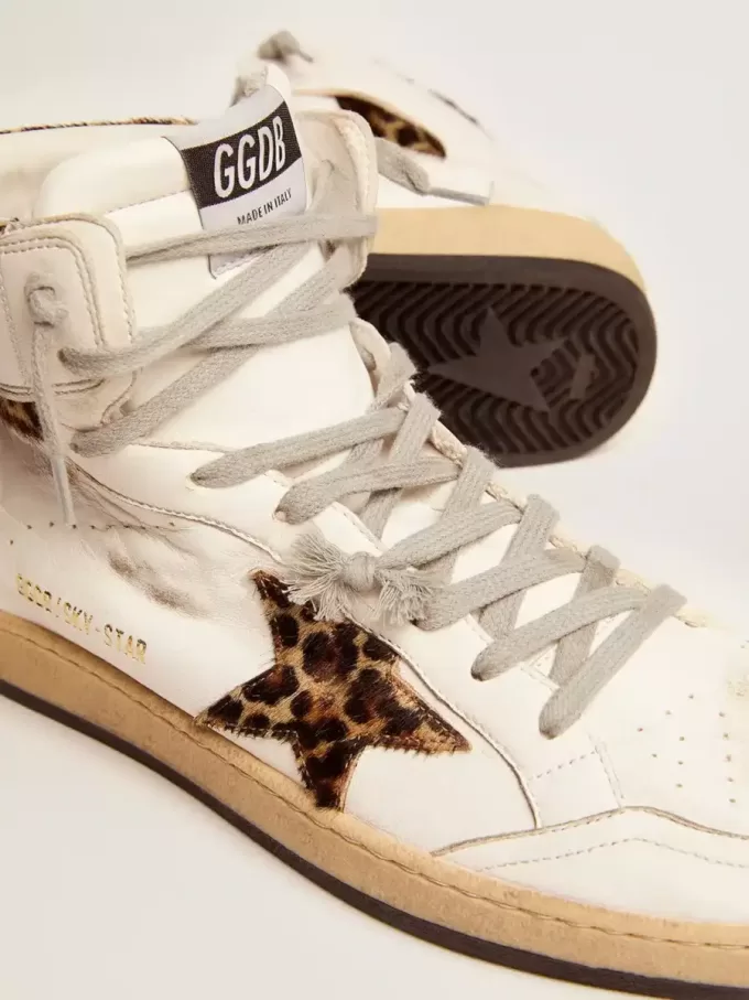Sky-Star da donna con firma e inserti in pelle di pony con stampa leopardata