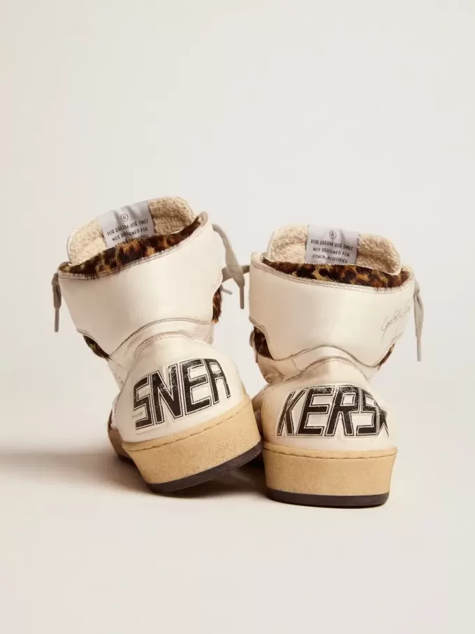 Sky-Star da donna con firma e inserti in pelle di pony con stampa leopardata