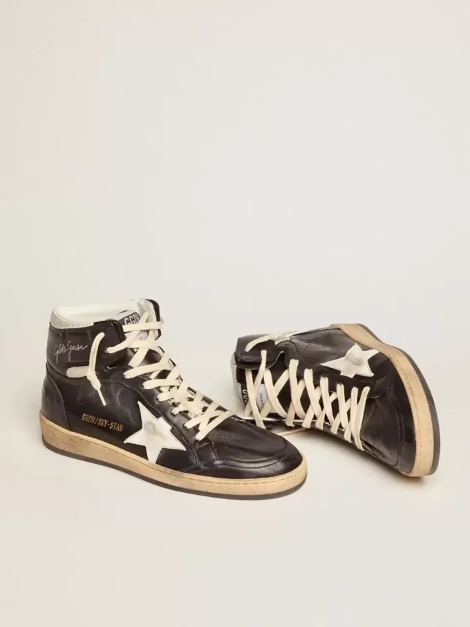Sky-Star da donna in nappa nera con stella bianca