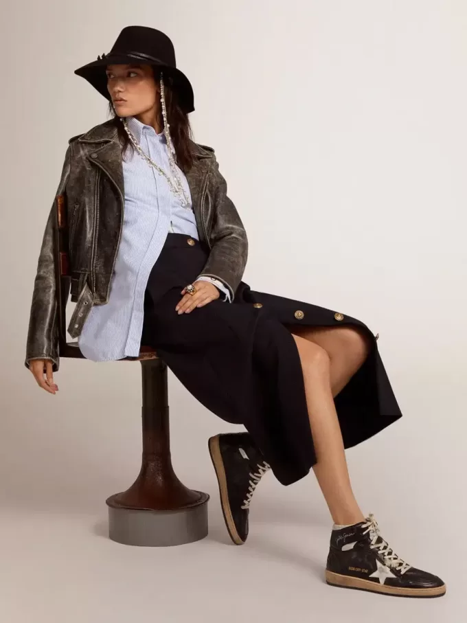 Sky-Star da donna in nappa nera con stella bianca