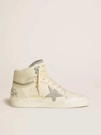 Sky-Star da donna in pelle con stella in pelle azzurra e linguetta bianca sul tallone