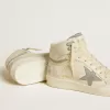 Sky-Star da donna in pelle con stella in pelle azzurra e linguetta bianca sul tallone