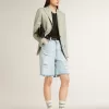 Sky-Star da donna in pelle con stella in pelle azzurra e linguetta bianca sul tallone