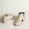 Sky-Star da uomo in nylon color crema e pelle con stella in pelle scamosciata blu Sky-Star da uomo in nylon color crema e pelle con stella in pelle scamosciata blu