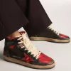 Sky-Star da uomo in pelle nera lucida con stella rossa Sky-Star da uomo in pelle nera lucida con stella rossa