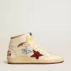 Sky-Star in nylon beige e nappa con stella in pelle scamosciata color melograno Sky-Star in nylon beige e nappa con stella in pelle scamosciata color melograno
