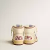 Sky-Star in nylon beige e nappa con stella in pelle scamosciata color melograno Sky-Star in nylon beige e nappa con stella in pelle scamosciata color melograno