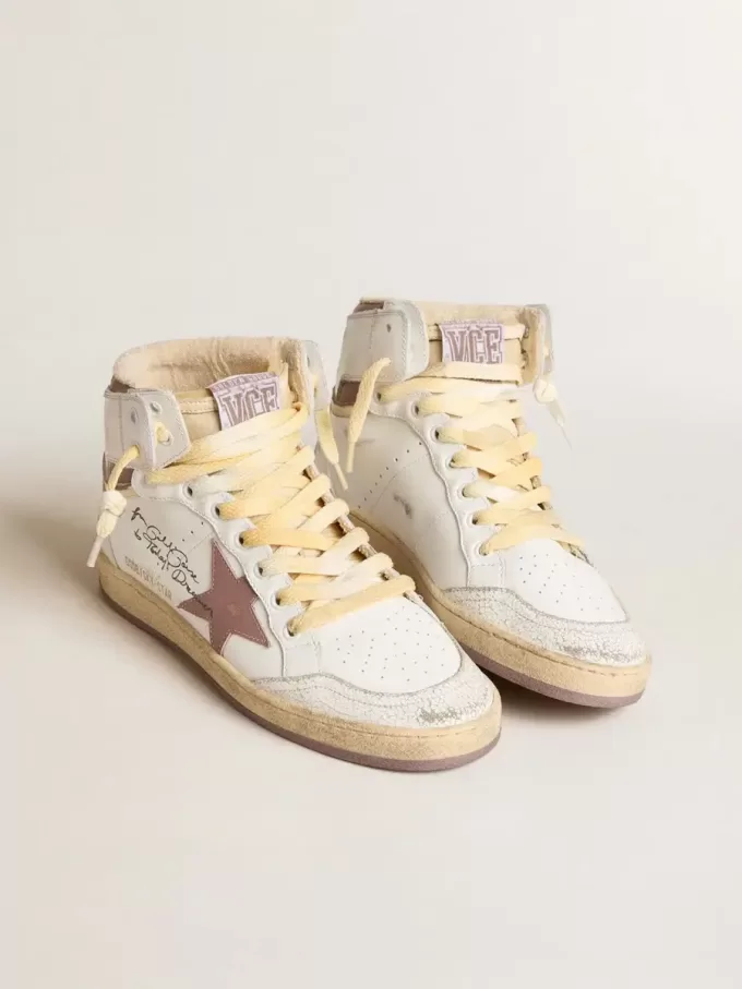 Sky-Star in pelle bianca con stella in pelle rosa Sky-Star in pelle bianca con stella in pelle rosa