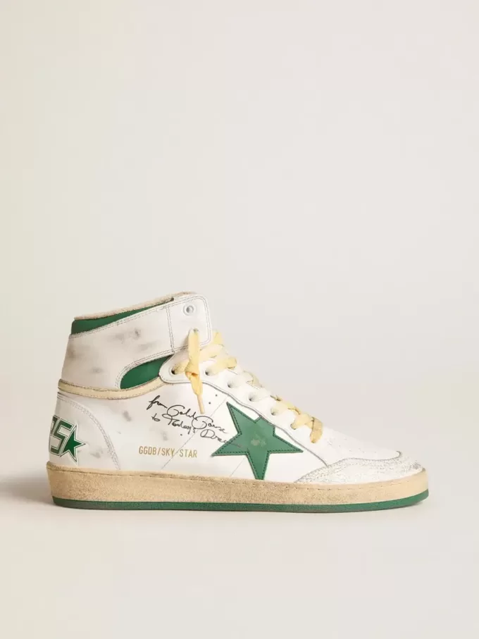Sky-Star in pelle bianca con stella in pelle verde Sky-Star in pelle bianca con stella in pelle verde