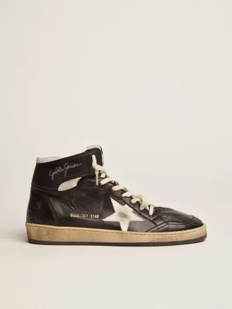 Sky-Star in pelle nappa nera con stella in pelle bianca