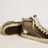 Slide da donna in nero e argento glitterato con stella in pelle e dettagli metallici Slide da donna in nero e argento glitterato con stella in pelle e dettagli metallici
