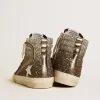 Slide da donna in nero e argento glitterato con stella in pelle e dettagli metallici Slide da donna in nero e argento glitterato con stella in pelle e dettagli metallici