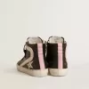 Slide LTD con stella glitterata platino e inserti in pelle scamosciata con perle Slide LTD con stella glitterata platino e inserti in pelle scamosciata con perle