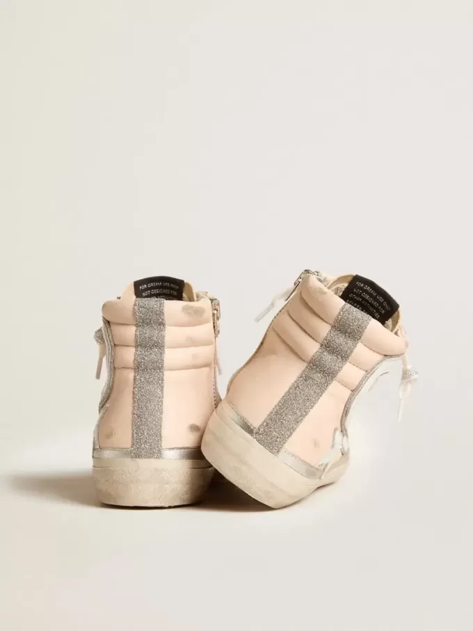 Slide LTD da donna in pelle nappa rosa con stella bianca e inserti Swarovski Slide LTD da donna in pelle nappa rosa con stella bianca e inserti Swarovski