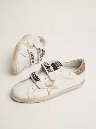 Sneakers Old School da donna con stella dorata in pelle laminata