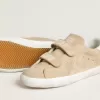 Sneakers Old School da donna in pelle scamosciata beige con linguetta sul tallone in pelle bianca