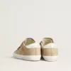 Sneakers Old School da donna in pelle scamosciata beige con linguetta sul tallone in pelle bianca