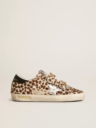 Sneakers Old School LTD da donna in pelle di pony con stella argentata e linguetta in pelle sul tallone