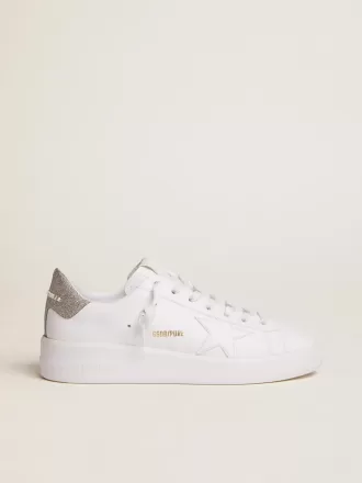 Sneakers Purestar da donna con linguetta sul tallone argentata glitterata