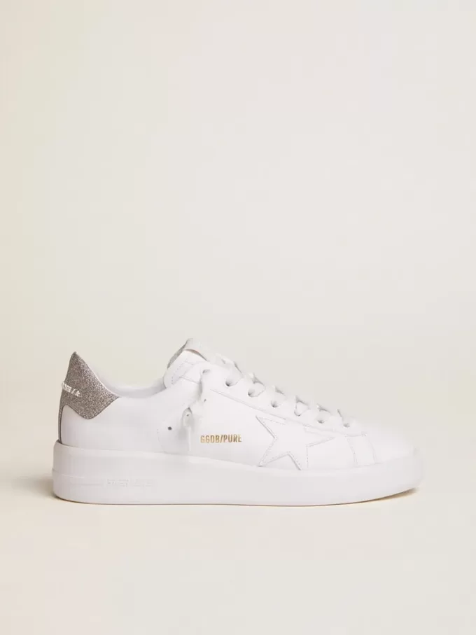 Sneakers Purestar da donna con linguetta sul tallone argentata glitterata Sneakers Purestar da donna con linguetta sul tallone argentata glitterata