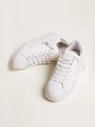 Sneakers Purestar da donna con linguetta sul tallone argentata glitterata