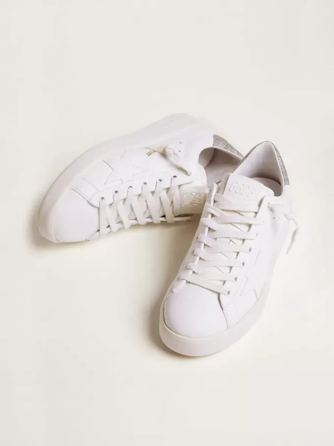Sneakers Purestar da donna con linguetta sul tallone argentata glitterata Sneakers Purestar da donna con linguetta sul tallone argentata glitterata