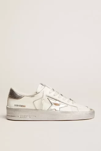 Sneakers Stardan con stella e linguetta sul tallone in pelle metallizzata argento Sneakers Stardan con stella e linguetta sul tallone in pelle metallizzata argento
