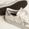 Sneakers Stardan con stella e linguetta sul tallone in pelle metallizzata argento Sneakers Stardan con stella e linguetta sul tallone in pelle metallizzata argento