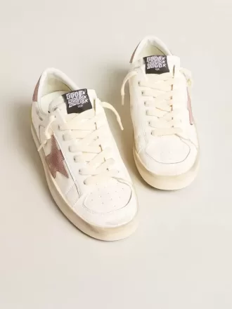 Sneakers Stardan con stella in pelle rosa testurizzata e tallone