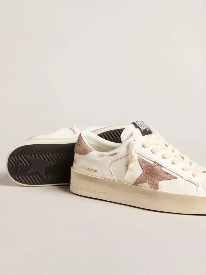 Sneakers Stardan con stella in pelle rosa testurizzata e tallone Sneakers Stardan con stella in pelle rosa testurizzata e tallone