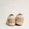 Sneakers Super-Star da donna in pelle scamosciata rosa con stella in pelle metallizzata argento