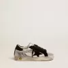 Sneakers Super-Star in pelle argento con inserti in pelle scamosciata