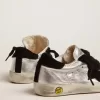 Sneakers Super-Star in pelle argento con inserti in pelle scamosciata