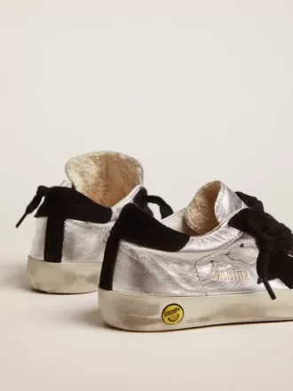 Sneakers Super-Star in pelle argento con inserti in pelle scamosciata