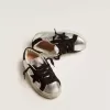Sneakers Super-Star in pelle argento con inserti in pelle scamosciata