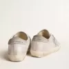 Sneakers Super-Star in pelle grigio-bianca effetto glitter con stella in pelle
