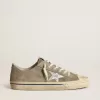 Sneakers V-Star da uomo in pelle scamosciata grigio tortora con stella in pelle metallizzata argento