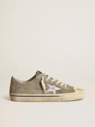 Sneakers V-Star da uomo in pelle scamosciata grigio tortora con stella in pelle metallizzata argento
