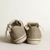 Sneakers V-Star da uomo in pelle scamosciata grigio tortora con stella in pelle metallizzata argento