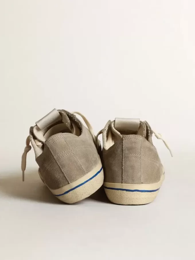 Sneakers V-Star da uomo in pelle scamosciata grigio tortora con stella in pelle metallizzata argento