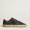 Sneakers V-Star in denim blu notte con stella e puntale in pelle nera