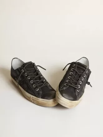 Sneakers V-Star in denim blu notte con stella e puntale in pelle nera