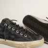 Sneakers V-Star in denim blu notte con stella e puntale in pelle nera
