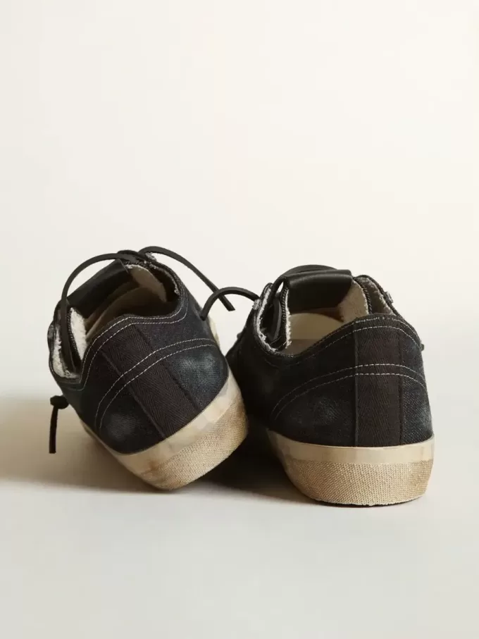 Sneakers V-Star in denim blu notte con stella e puntale in pelle nera
