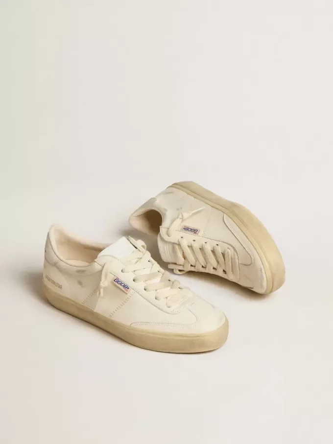 Soul Star da donna in nappa bianca con linguetta sul tallone in pelle bianca Soul Star da donna in nappa bianca con linguetta sul tallone in pelle bianca