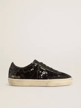 Soul Star da donna in paillettes nere con tallone in camoscio nero