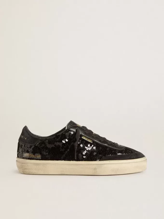 Soul Star da donna in paillettes nere con tallone in camoscio nero