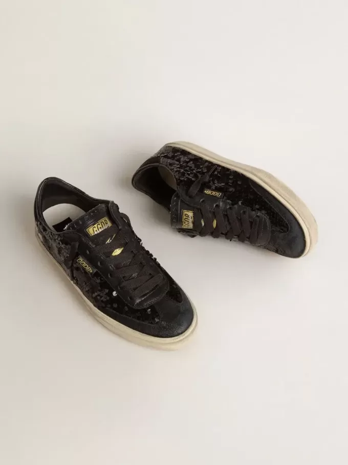 Soul Star da donna in paillettes nere con tallone in camoscio nero