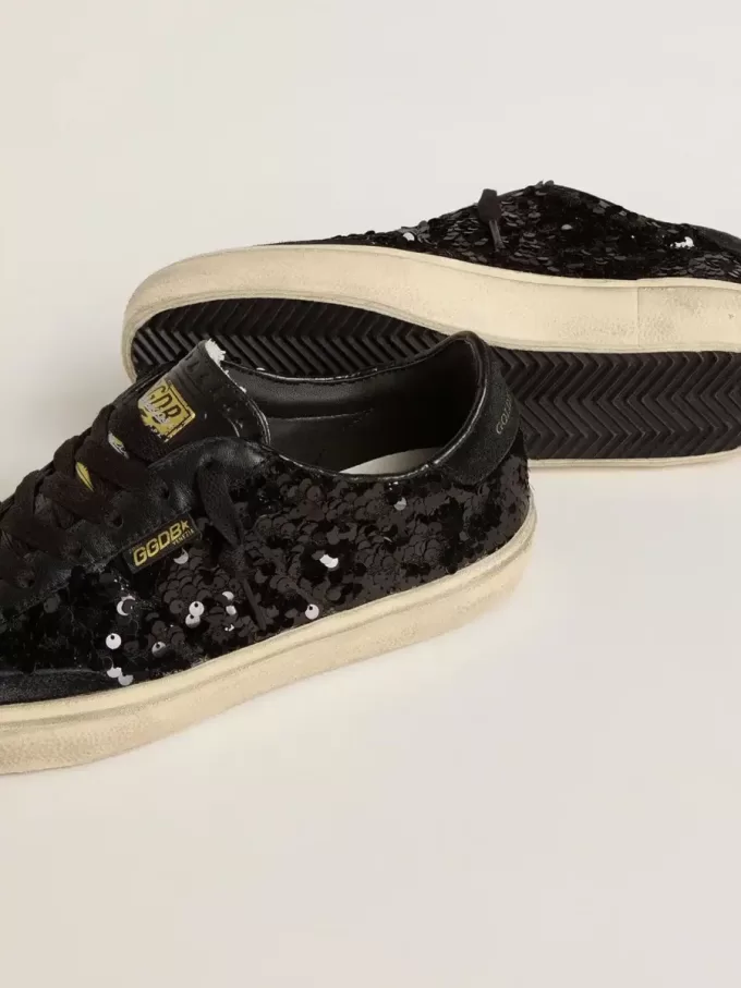 Soul Star da donna in paillettes nere con tallone in camoscio nero