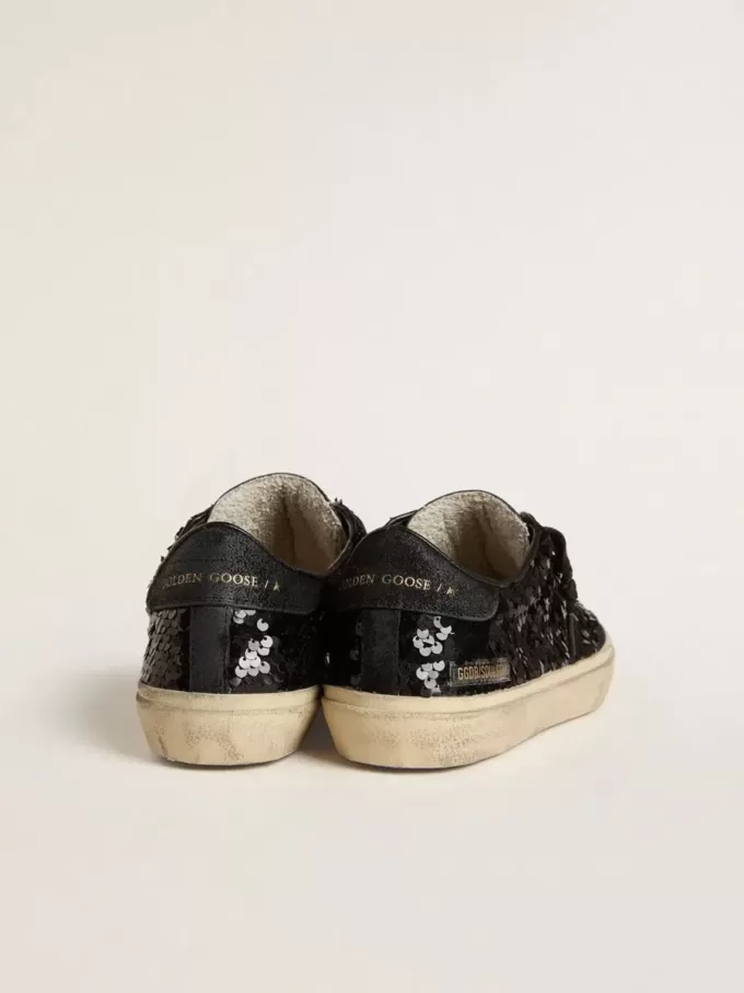 Soul Star da donna in paillettes nere con tallone in camoscio nero